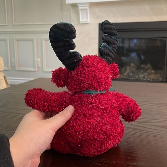 Russ Berrie Twinkle Red and Green Sparkly Reindeer Plush 101494 Handmade 12” - Picture 5 of 5